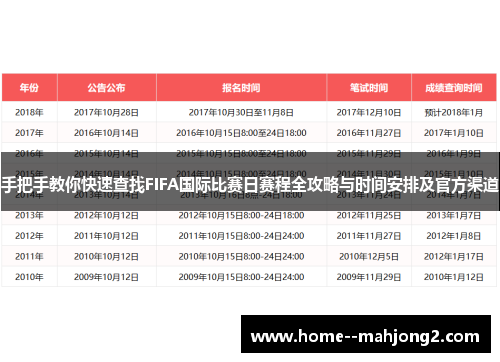 手把手教你快速查找FIFA国际比赛日赛程全攻略与时间安排及官方渠道